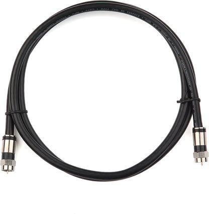 Coaxial Cable Short (4 Feet) with RG6 Coax Cable Connector (And F-Type Cable Extension Adapter) Black Coax Satellite TV 75 Ohm
