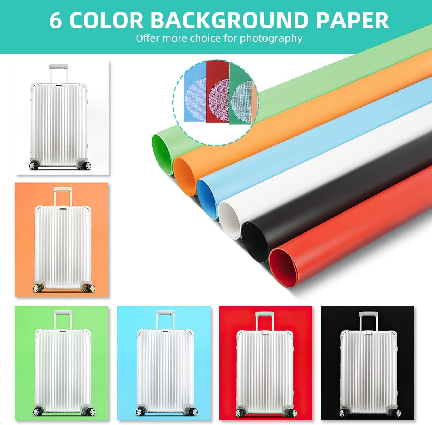 Photo Box, 8 PCS Backdrops  Photo Light Box 24 X 24 Inch Dimmable Photography Lighting Shooting Tent Kit with 126 PCS LED Lights, Portable Bag (White Black Red Blue Green Yellow)