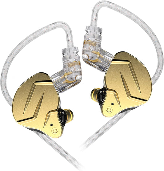 KZ ZSN PRO X Gaming Earbuds, High Fidelity in Ear Monitor Headphones Wired Earbuds, Hybrid Dual Driver IEMS Earphones with 1BA 1DD Detachable Tangle-Free Cable for Computer Tablet (Gold, without Mic)