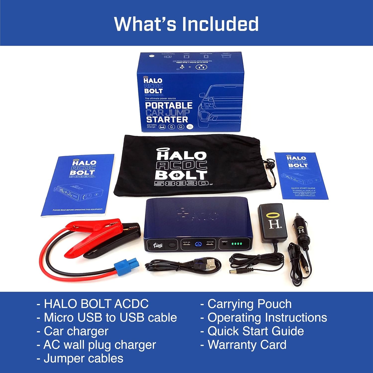 Bolt 58830 ACDC Portable Car Battery Jump Starter | 58.8Wh USB Power Bank with AC Outlet, Emergency Floodlight & Charger, Jump Cars Suvs & Trucks, Power Phones & Laptops, TSA Approved — Rose Gold