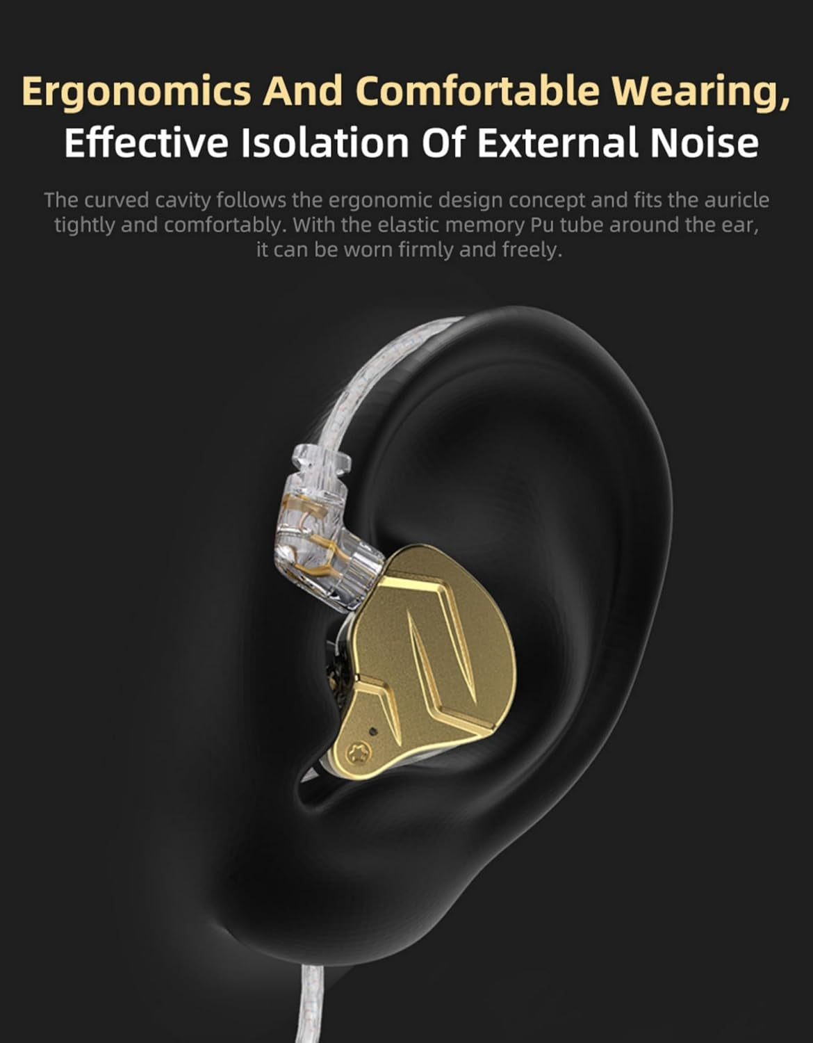 KZ ZSN PRO X Gaming Earbuds, High Fidelity in Ear Monitor Headphones Wired Earbuds, Hybrid Dual Driver IEMS Earphones with 1BA 1DD Detachable Tangle-Free Cable for Computer Tablet (Gold, without Mic)
