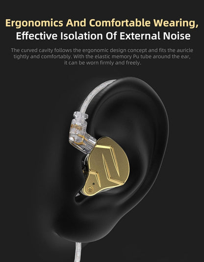 KZ ZSN PRO X Gaming Earbuds, High Fidelity in Ear Monitor Headphones Wired Earbuds, Hybrid Dual Driver IEMS Earphones with 1BA 1DD Detachable Tangle-Free Cable for Computer Tablet (Gold, without Mic)