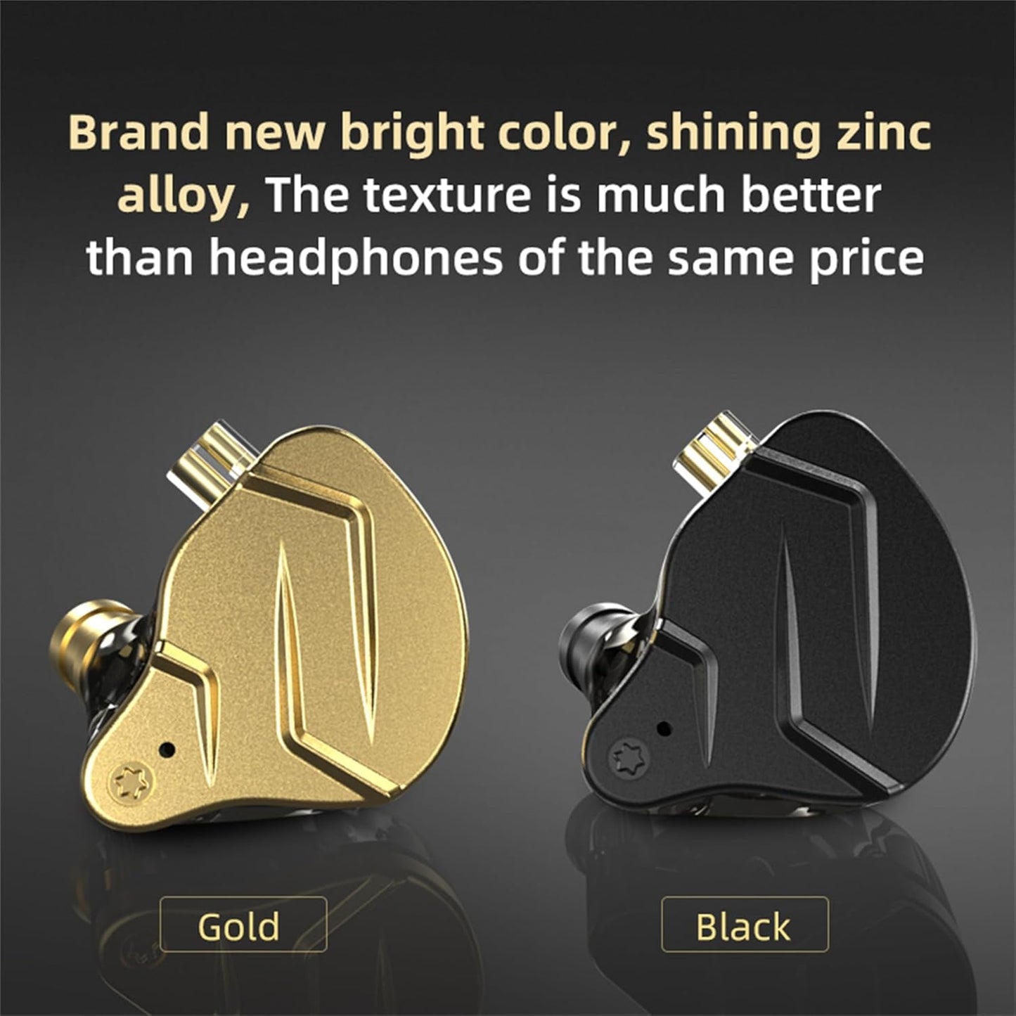 KZ ZSN PRO X Gaming Earbuds, High Fidelity in Ear Monitor Headphones Wired Earbuds, Hybrid Dual Driver IEMS Earphones with 1BA 1DD Detachable Tangle-Free Cable for Computer Tablet (Gold, without Mic)