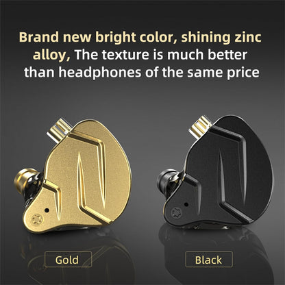 KZ ZSN PRO X Gaming Earbuds, High Fidelity in Ear Monitor Headphones Wired Earbuds, Hybrid Dual Driver IEMS Earphones with 1BA 1DD Detachable Tangle-Free Cable for Computer Tablet (Gold, without Mic)