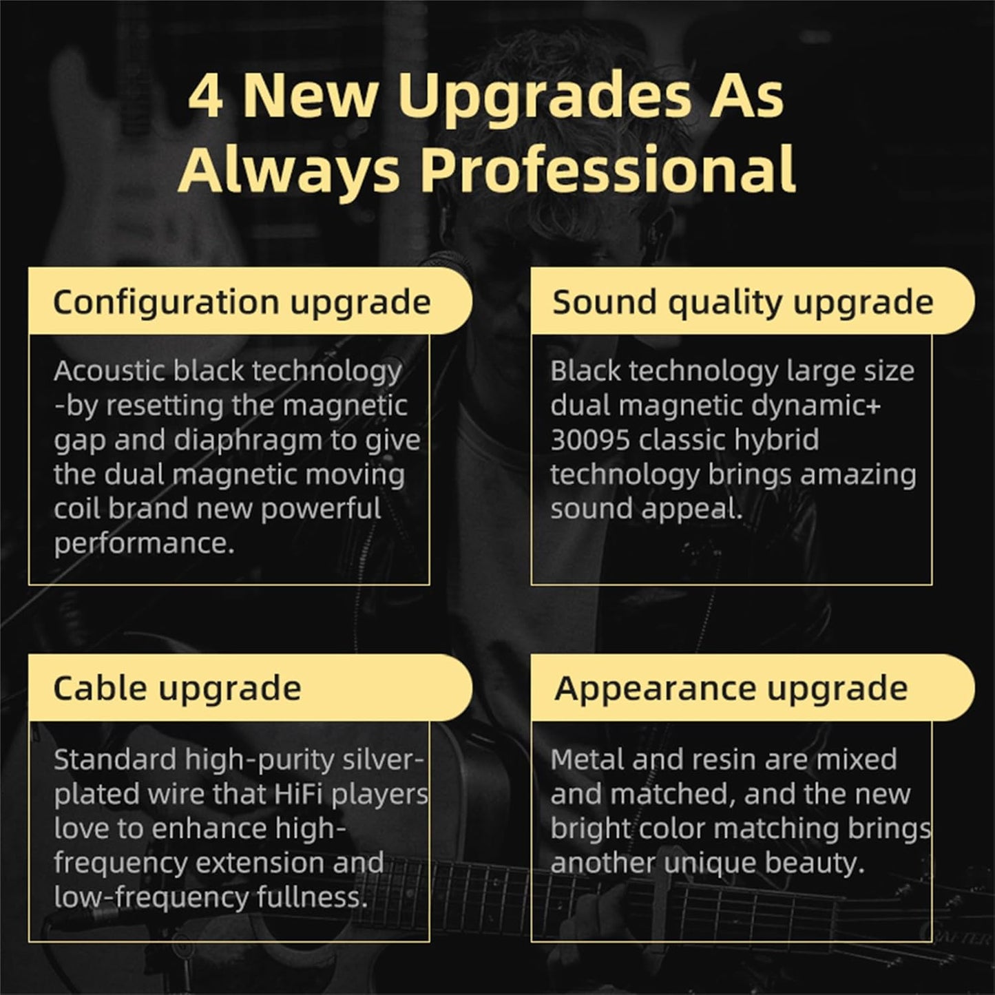 KZ ZSN PRO X Gaming Earbuds, High Fidelity in Ear Monitor Headphones Wired Earbuds, Hybrid Dual Driver IEMS Earphones with 1BA 1DD Detachable Tangle-Free Cable for Computer Tablet (Gold, without Mic)