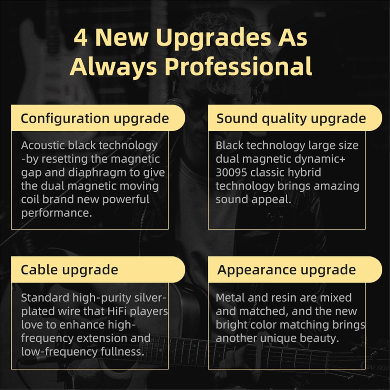 KZ ZSN PRO X Gaming Earbuds, High Fidelity in Ear Monitor Headphones Wired Earbuds, Hybrid Dual Driver IEMS Earphones with 1BA 1DD Detachable Tangle-Free Cable for Computer Tablet (Gold, without Mic)