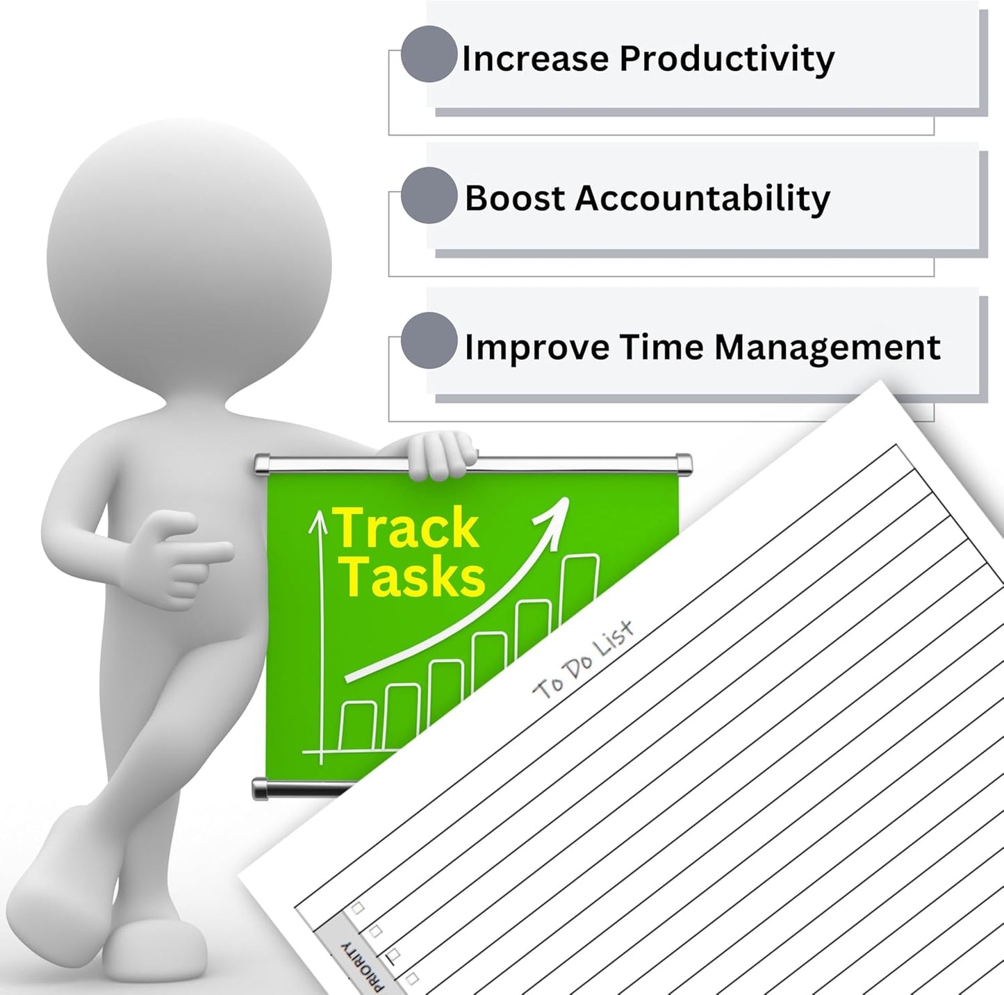 TO DO List Planner Notepad, 60 Page Planning Pad. Undated Todo Checklist W/Priority & Note Sections. Organize & Track Projects, Clients or Daily Tasks. 8.5 X 11, A4 Tear Sheets.